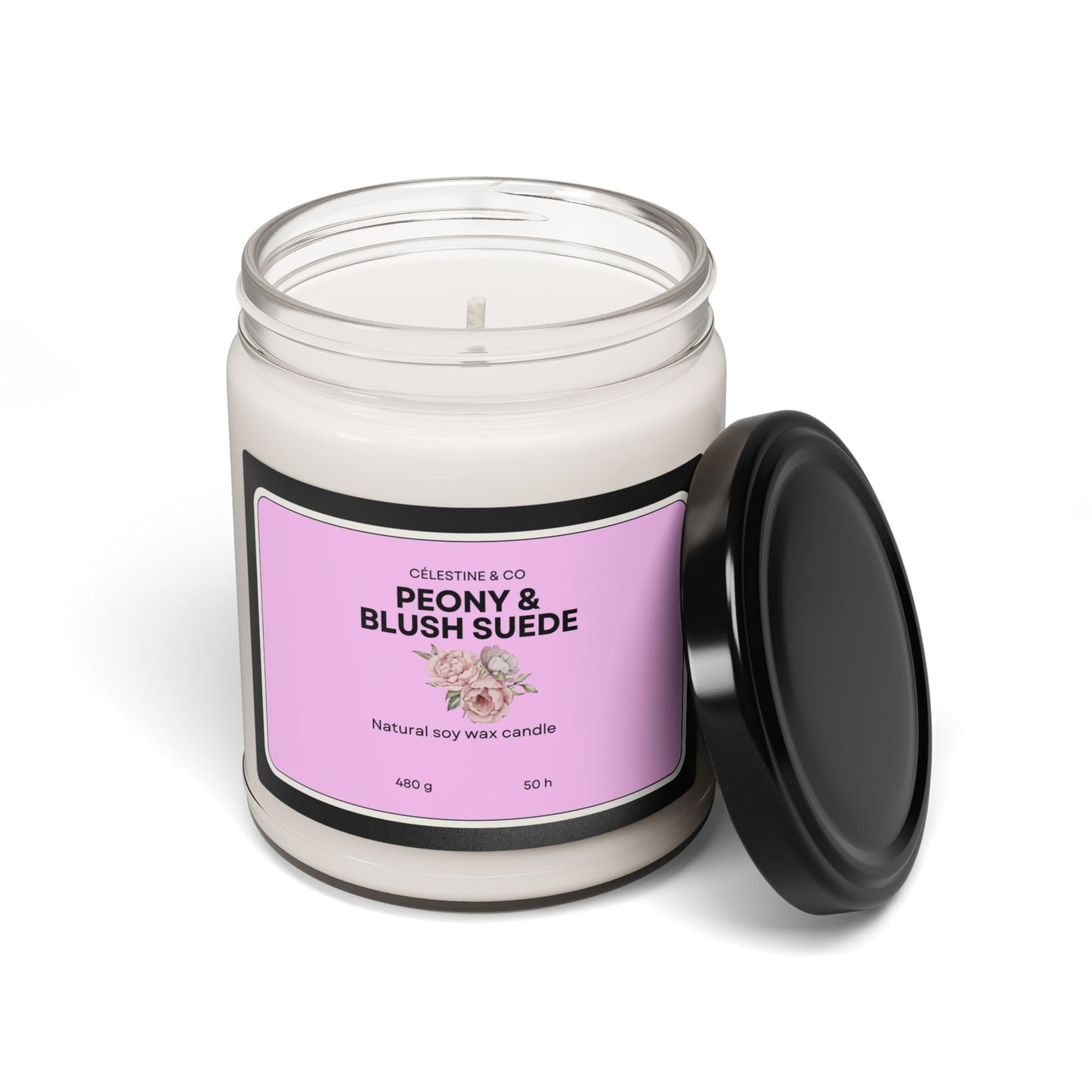 Peony & Blush Suede Scented Soy Candle - 9oz Natural Wax Candle for Relaxation and Home Decor