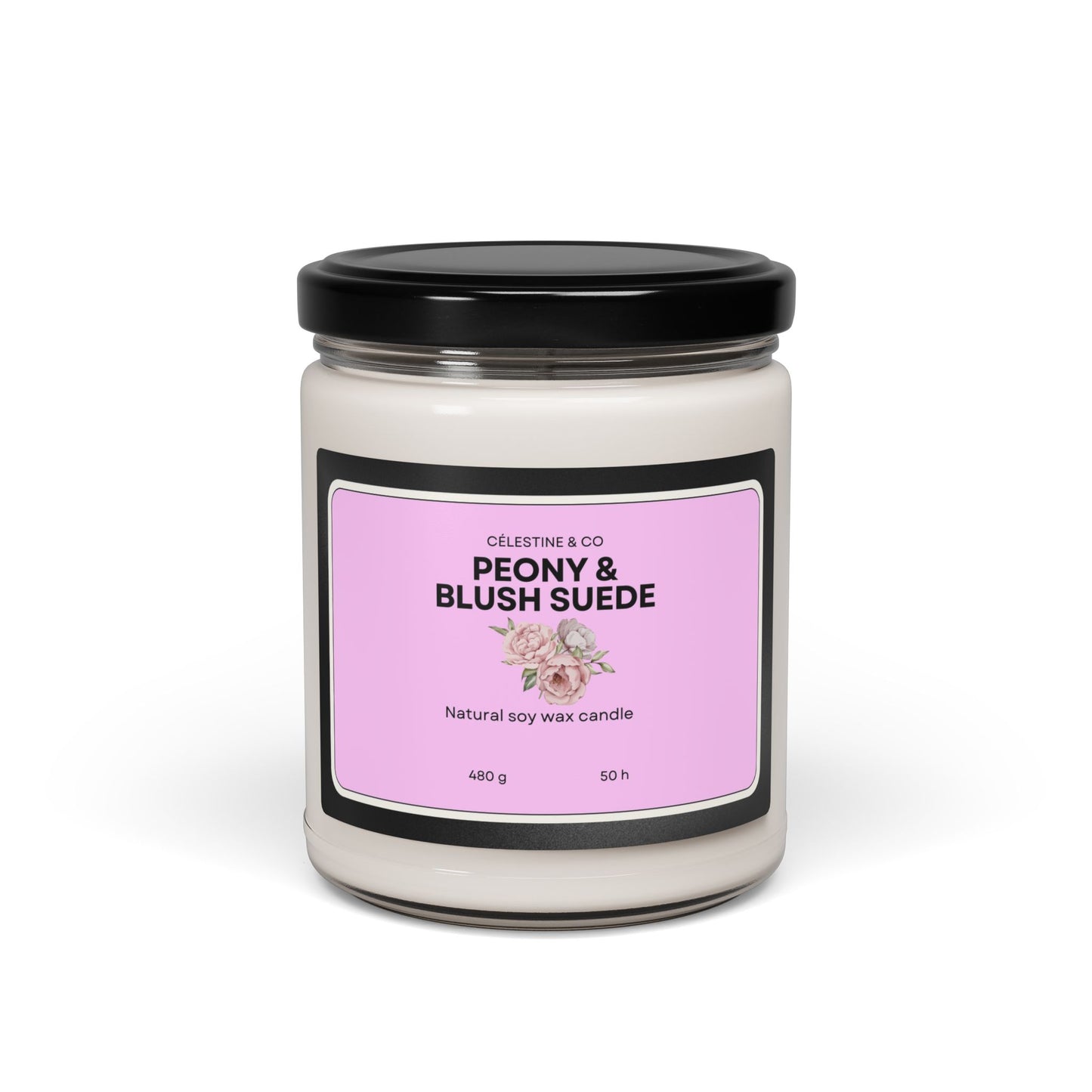 Peony & Blush Suede Scented Soy Candle - 9oz Natural Wax Candle for Relaxation and Home Decor